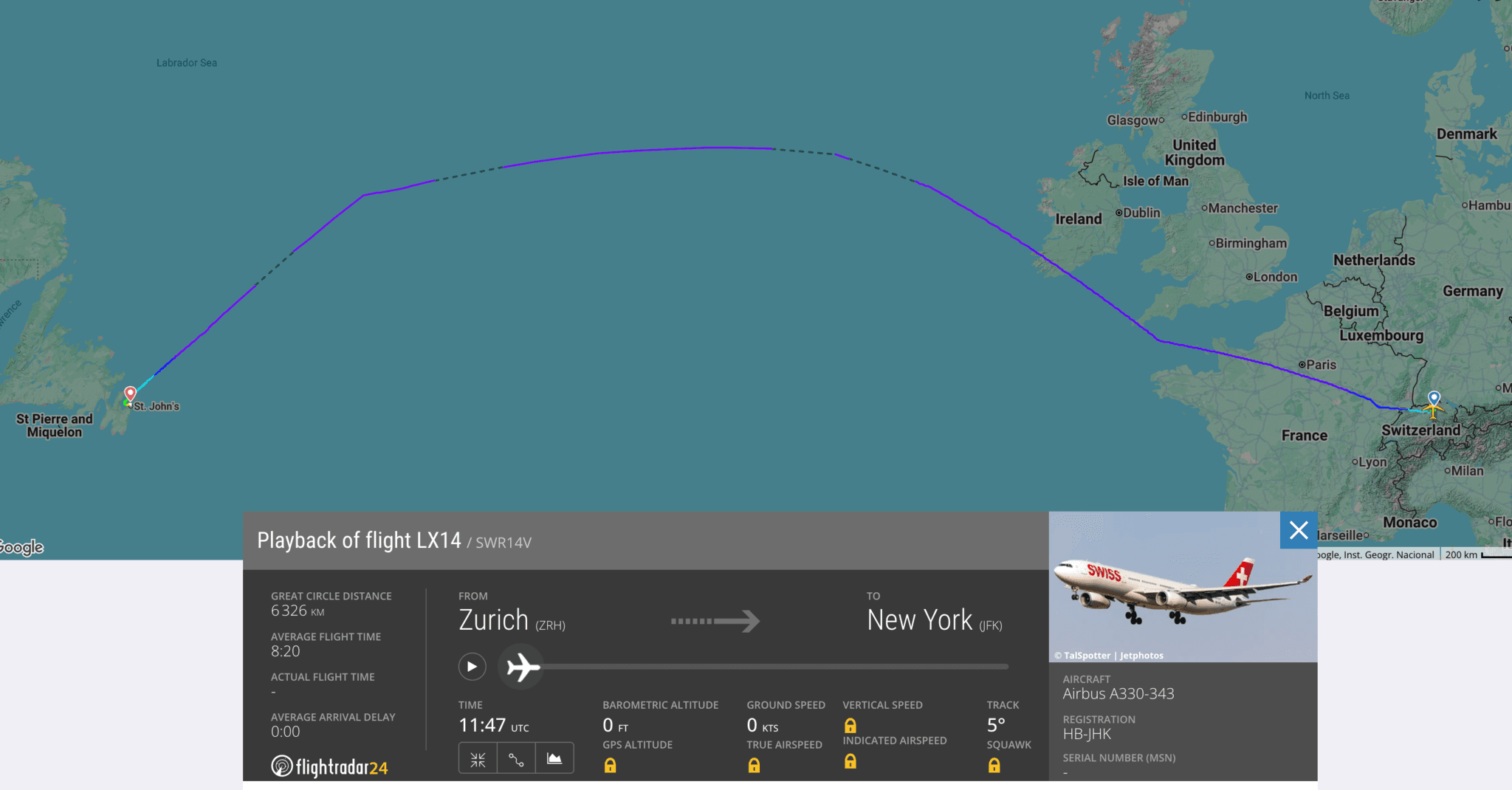 Vol Swiss vers New York: Un avion parti depuis Zurich atterit en urgence à Terre-Neuve